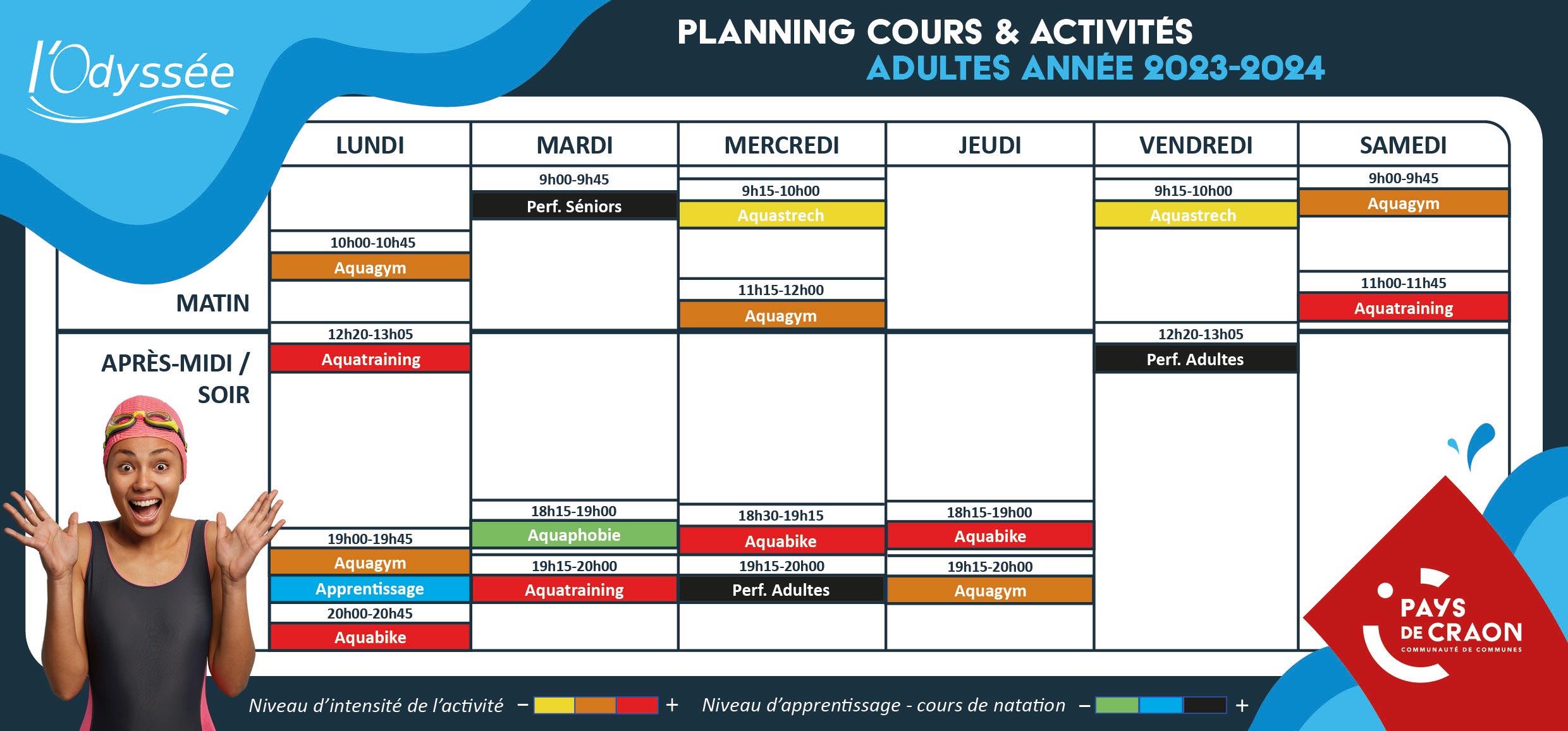 planning adulte odyssée centre aquatique du pays de craon